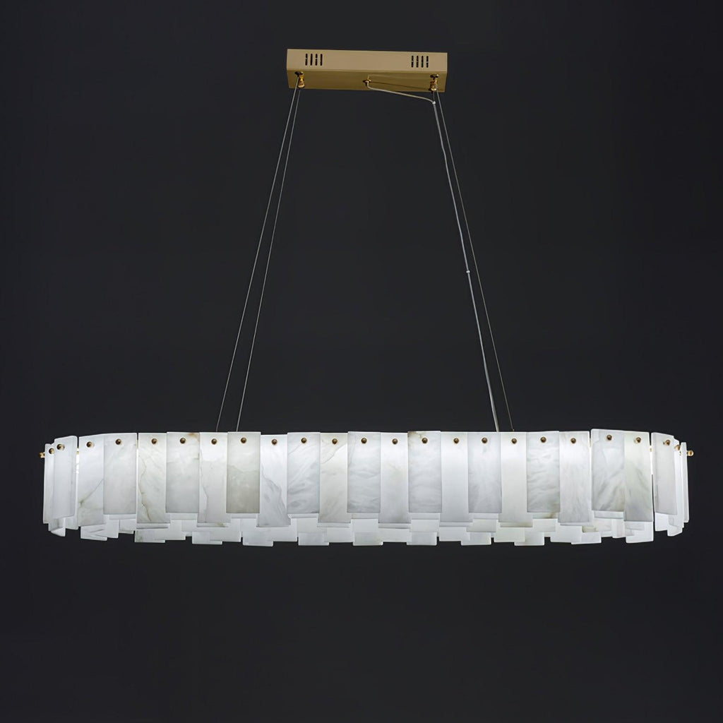 The long version against black, its stepped alabaster rim lit from within along the whole run.