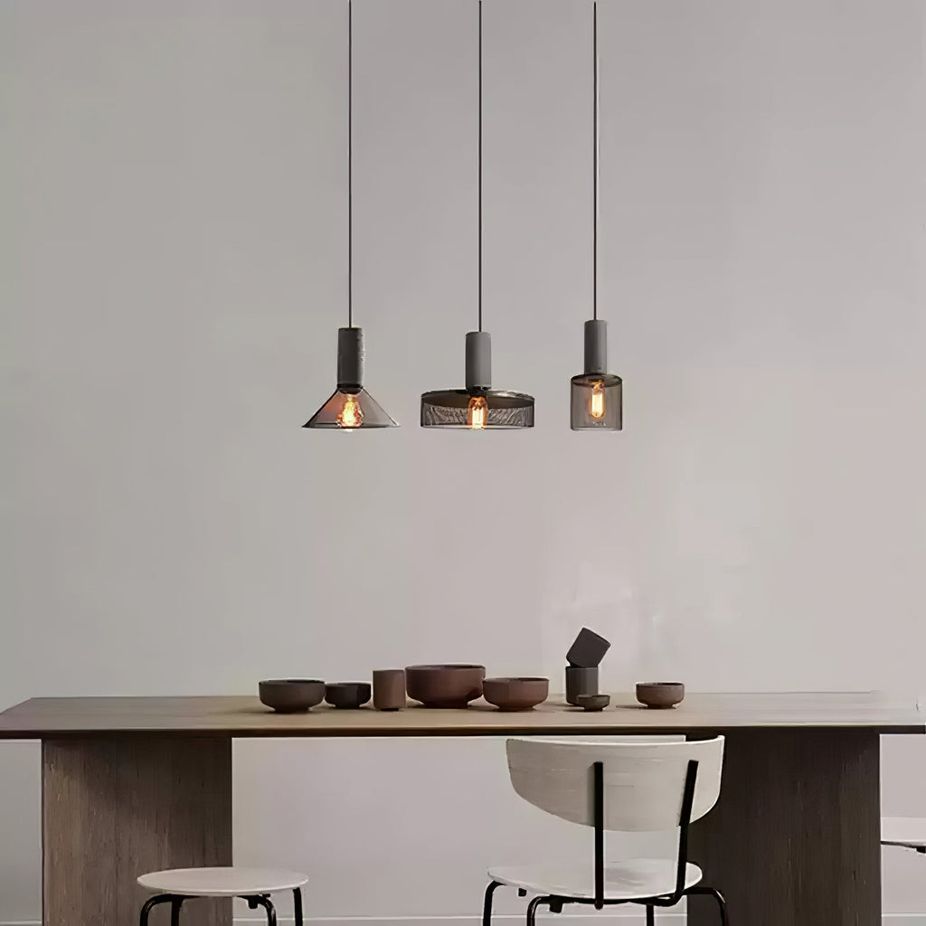 Cementnetpendel, rå cementtop, sort trådkurv, E26/E27