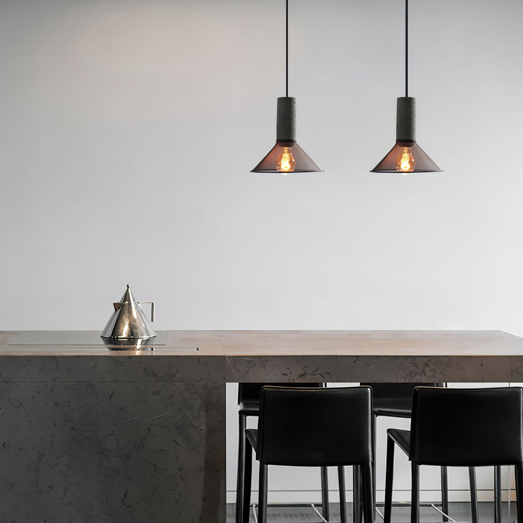 Cementnetpendel, rå cementtop, sort trådkurv, E26/E27