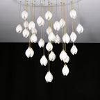 Pendant Light, Ceramic Flower Shades, Brass & White, G9 LED