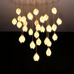 Pendant Light, Ceramic Flower Shades, Brass & White, G9 LED