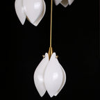 Pendant Light, Ceramic Flower Shades, Brass & White, G9 LED
