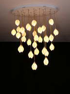 Pendant Light, Ceramic Flower Shades, Brass & White, G9 LED
