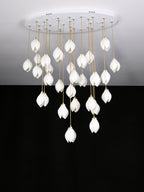 Pendant Light, Ceramic Flower Shades, Brass & White, G9 LED