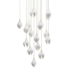 Pendant Light, Ceramic Flower Shades, Brass & White, G9 LED