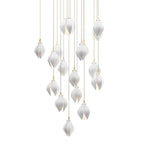 Pendant Light, Ceramic Flower Shades, Brass & White, G9 LED