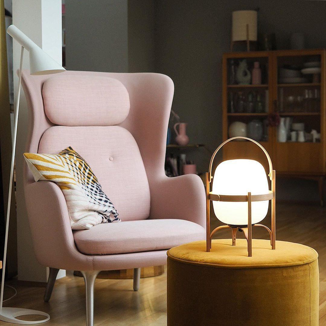 Wood and glass table lamp with soft warm illumination