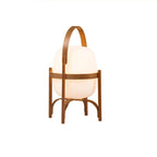Portable Table Lamp, Ash or Walnut Wood Frame, White Glass Shade, E26/E27