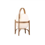 Portable Table Lamp, Ash or Walnut Wood Frame, White Glass Shade, E26/E27