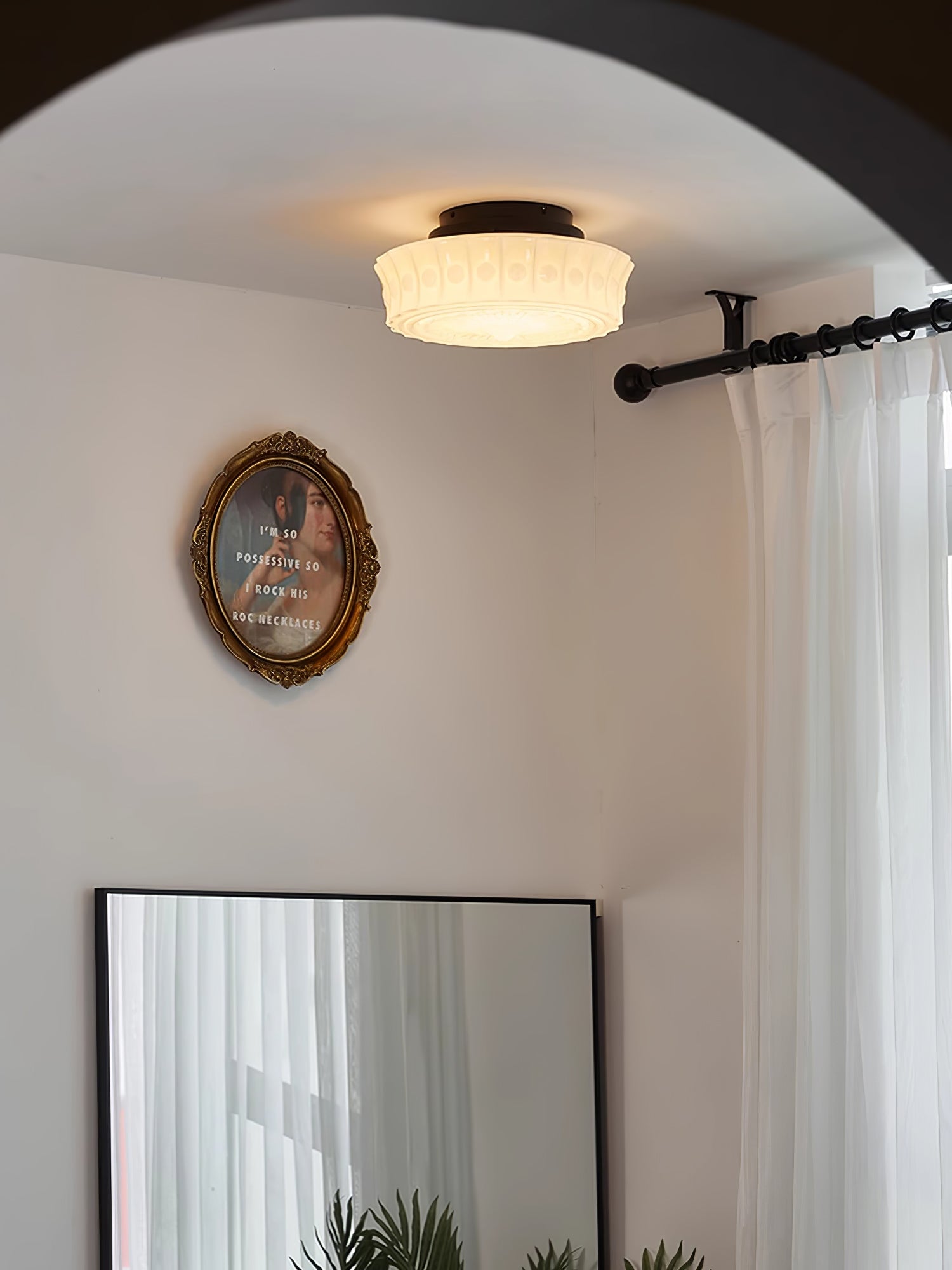 Loftlampe, Charles Edwards, glasskærme, sort, E27 LED