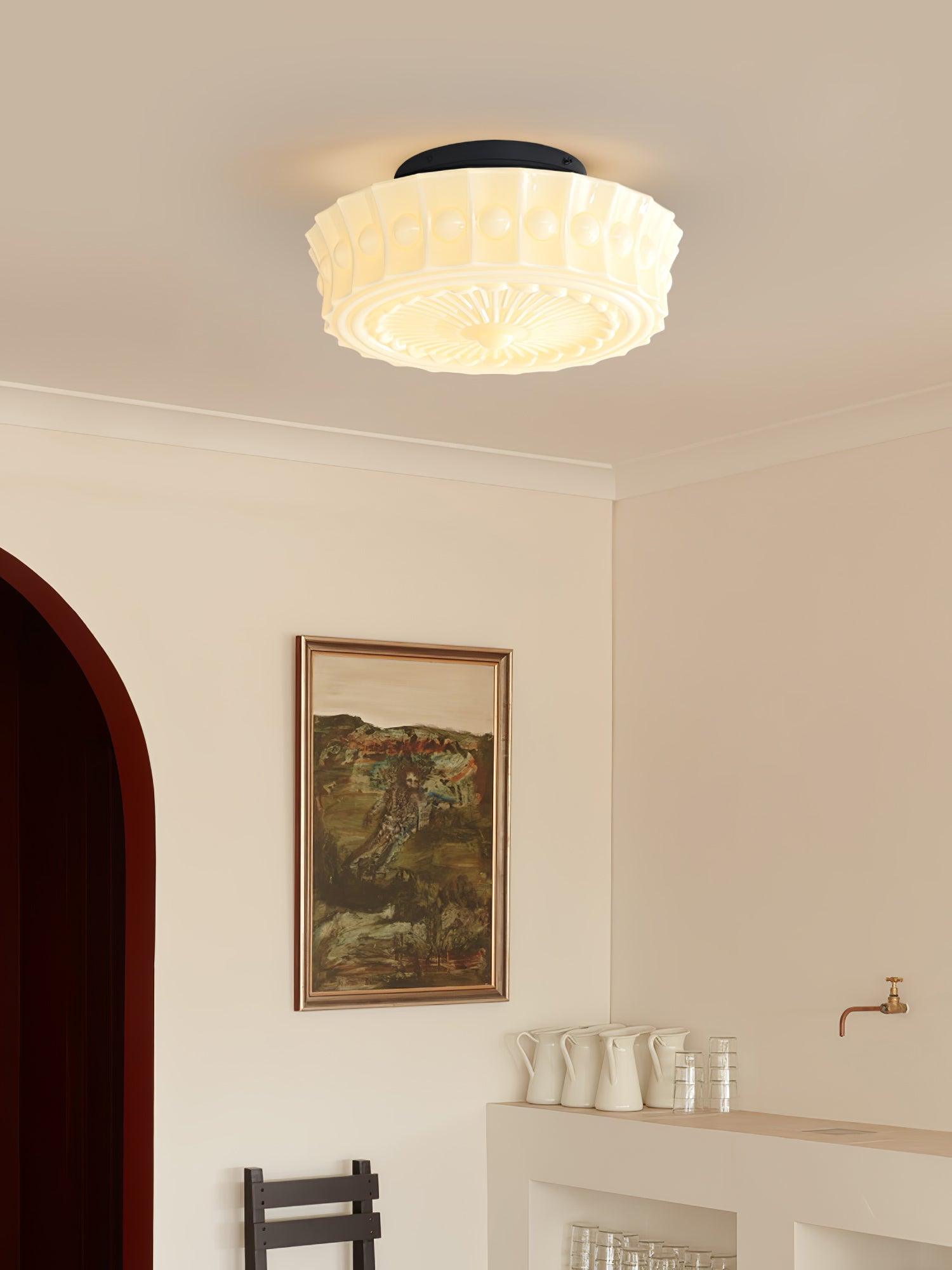 Loftlampe, Charles Edwards, glasskærme, sort, E27 LED