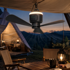 Rechargeable Camping Fan with LED Light, 12000mAh, Remote and 3 Speeds