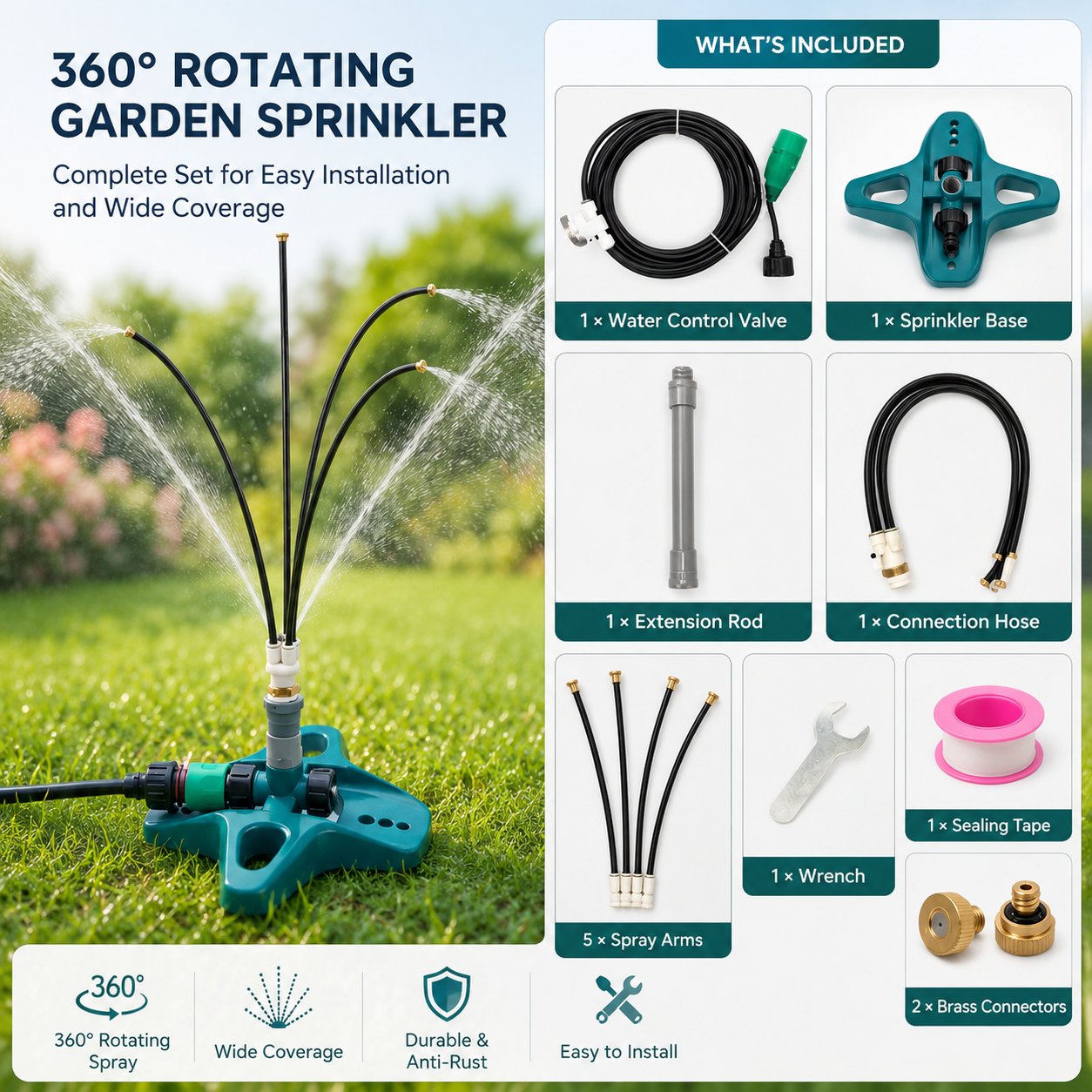 Outdoor Misting System for Patio and Garden, Portable No-Tool Cooling Kit