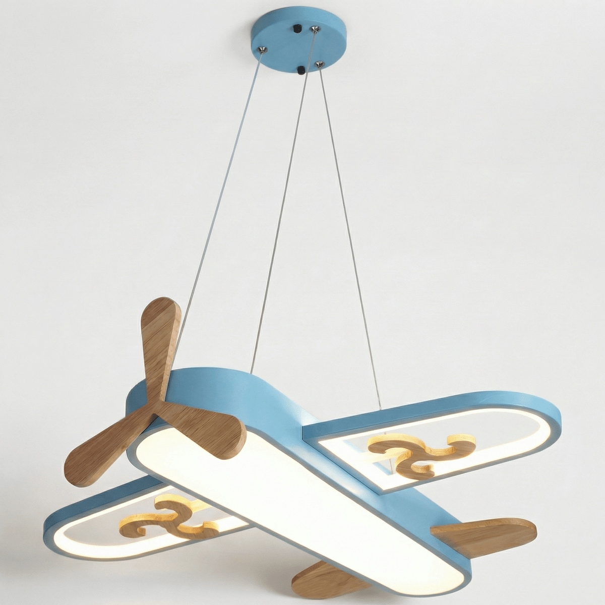 Barnependel med flymotiv, LED metallarmatur, 12 tommer i diameter