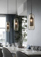 Pendant Light, Chiswick Glass, Copper Silver Black, E27 Cluster