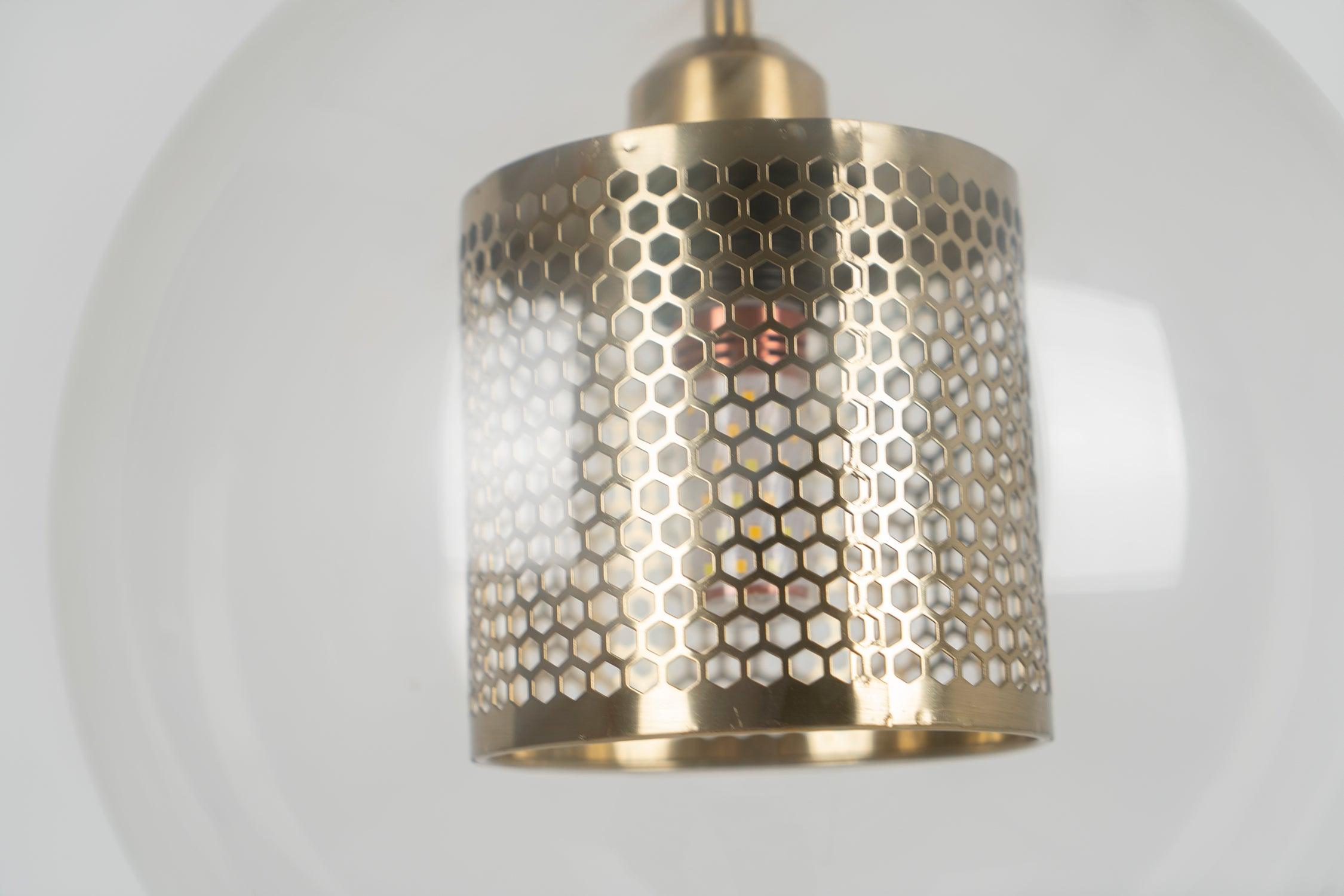 Pendant Light, Chiswick Glass, Copper Silver Black, E27 Cluster