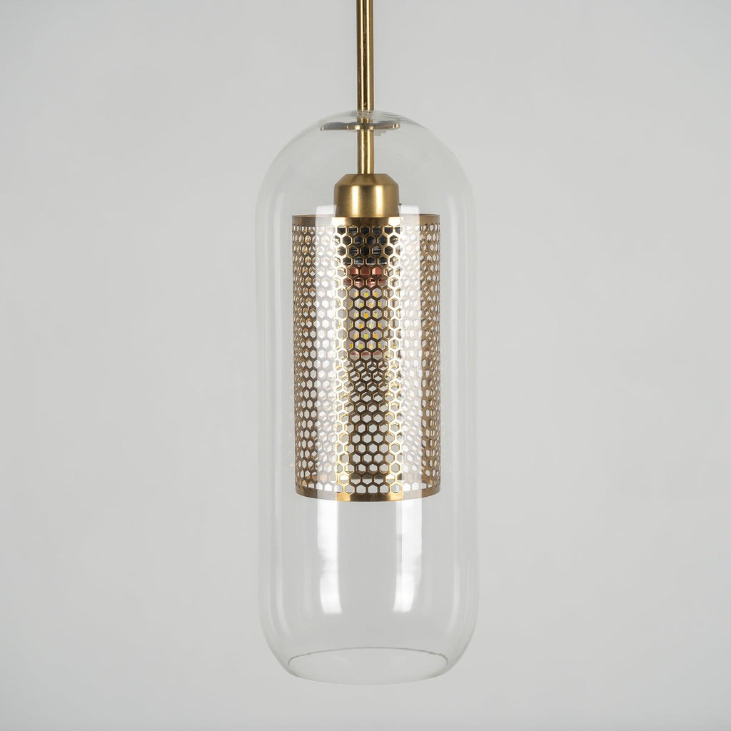 Pendant Light, Chiswick Glass, Copper Silver Black, E27 Cluster