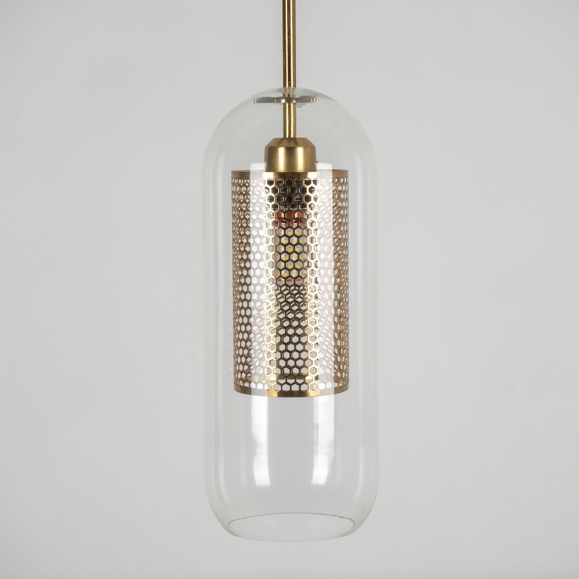 Pendant Light, Chiswick Glass, Copper Silver Black, E27 Cluster