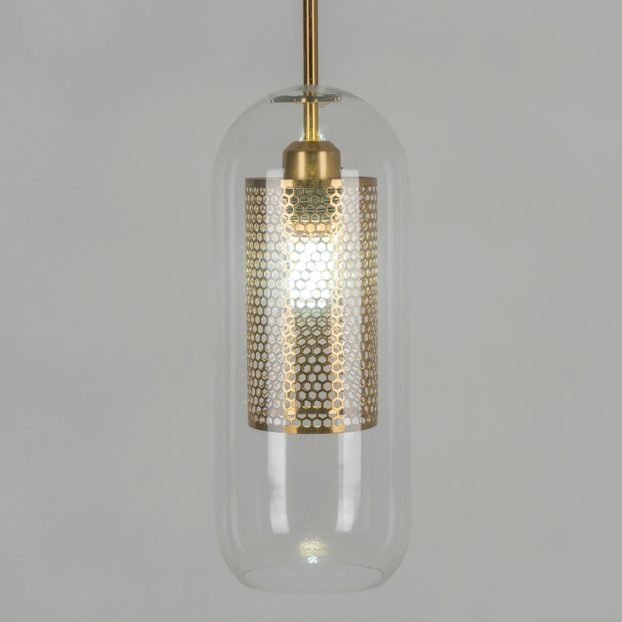 Pendant Light, Chiswick Glass, Copper Silver Black, E27 Cluster