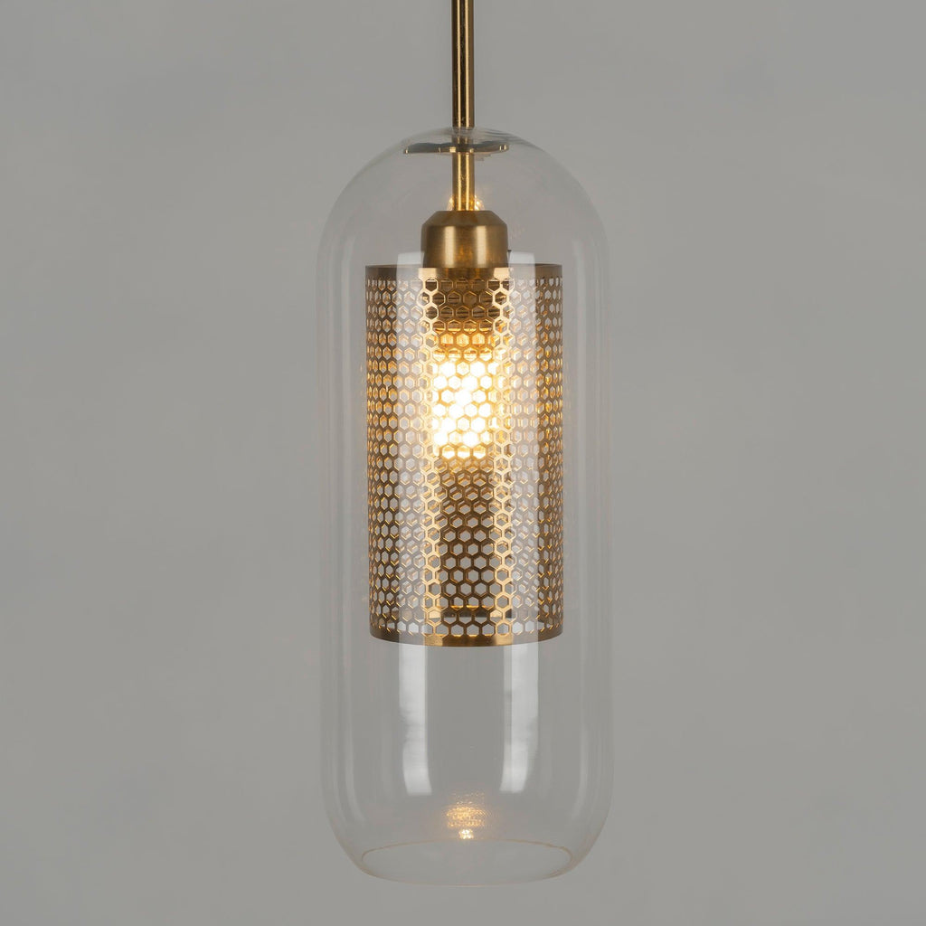Pendant Light, Chiswick Glass, Copper Silver Black, E27 Cluster