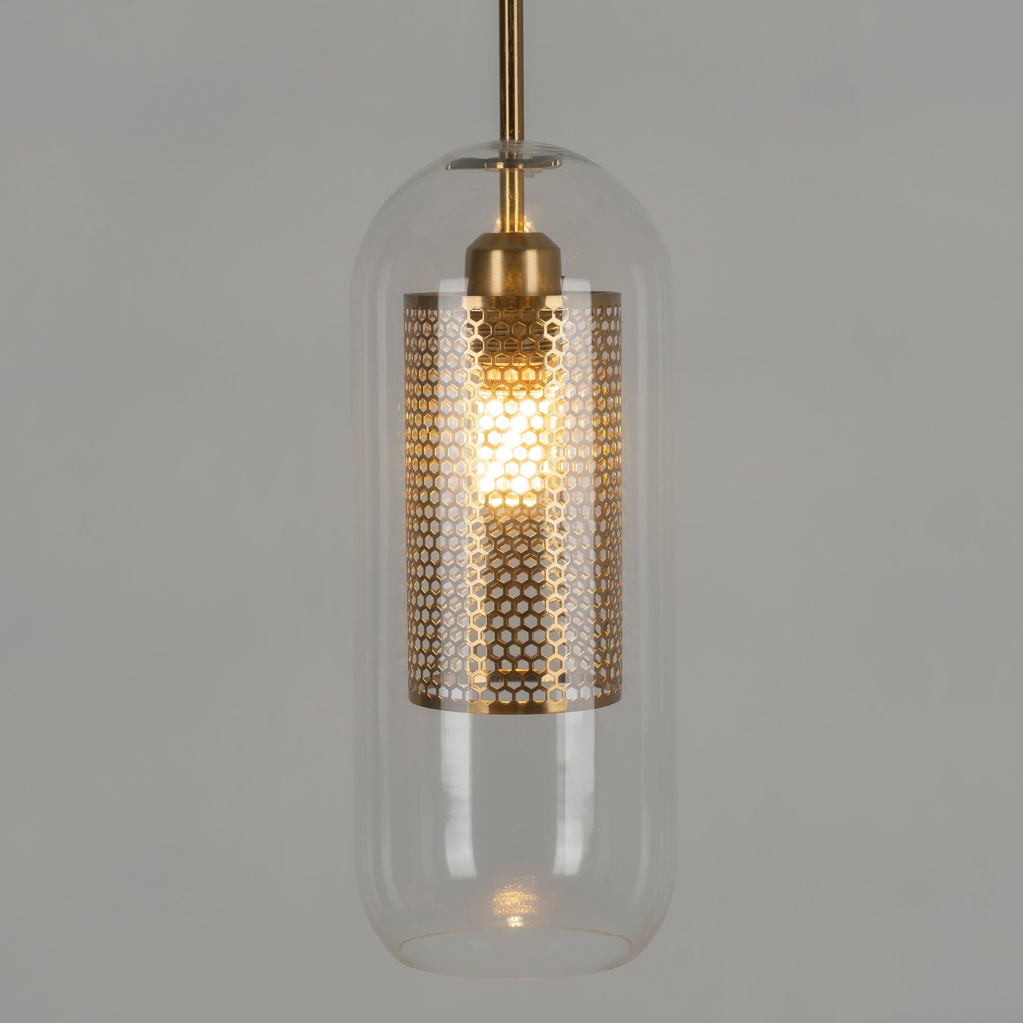 Pendant Light, Chiswick Glass, Copper Silver Black, E27 Cluster
