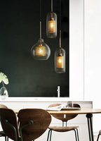 Pendant Light, Chiswick Glass, Copper Silver Black, E27 Cluster