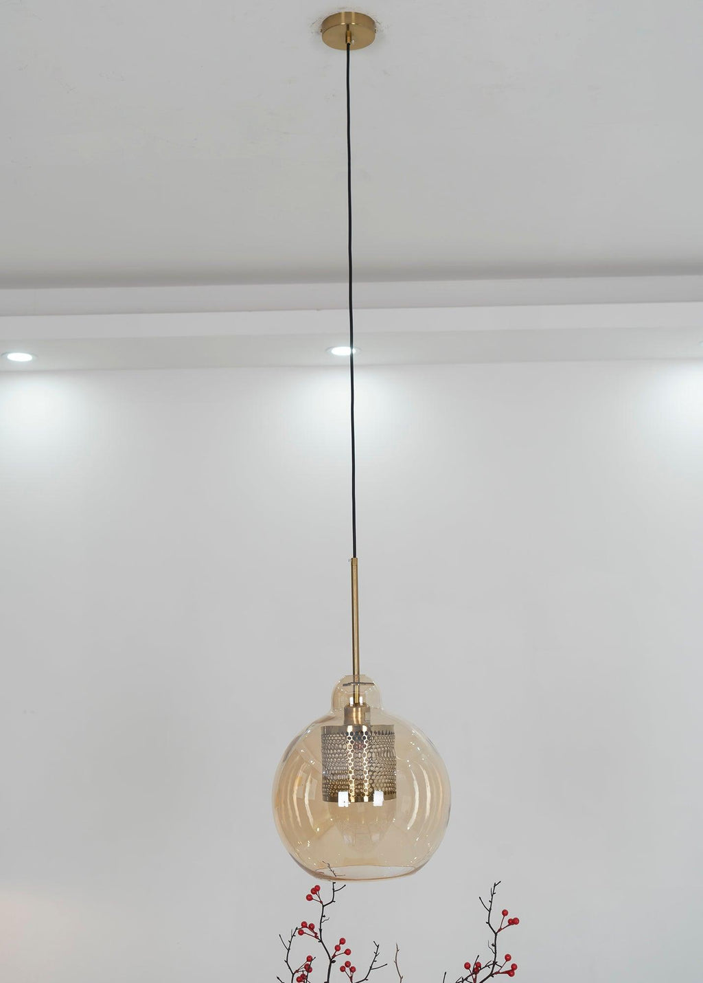 Pendant Light, Chiswick Glass, Copper Silver Black, E27 Cluster