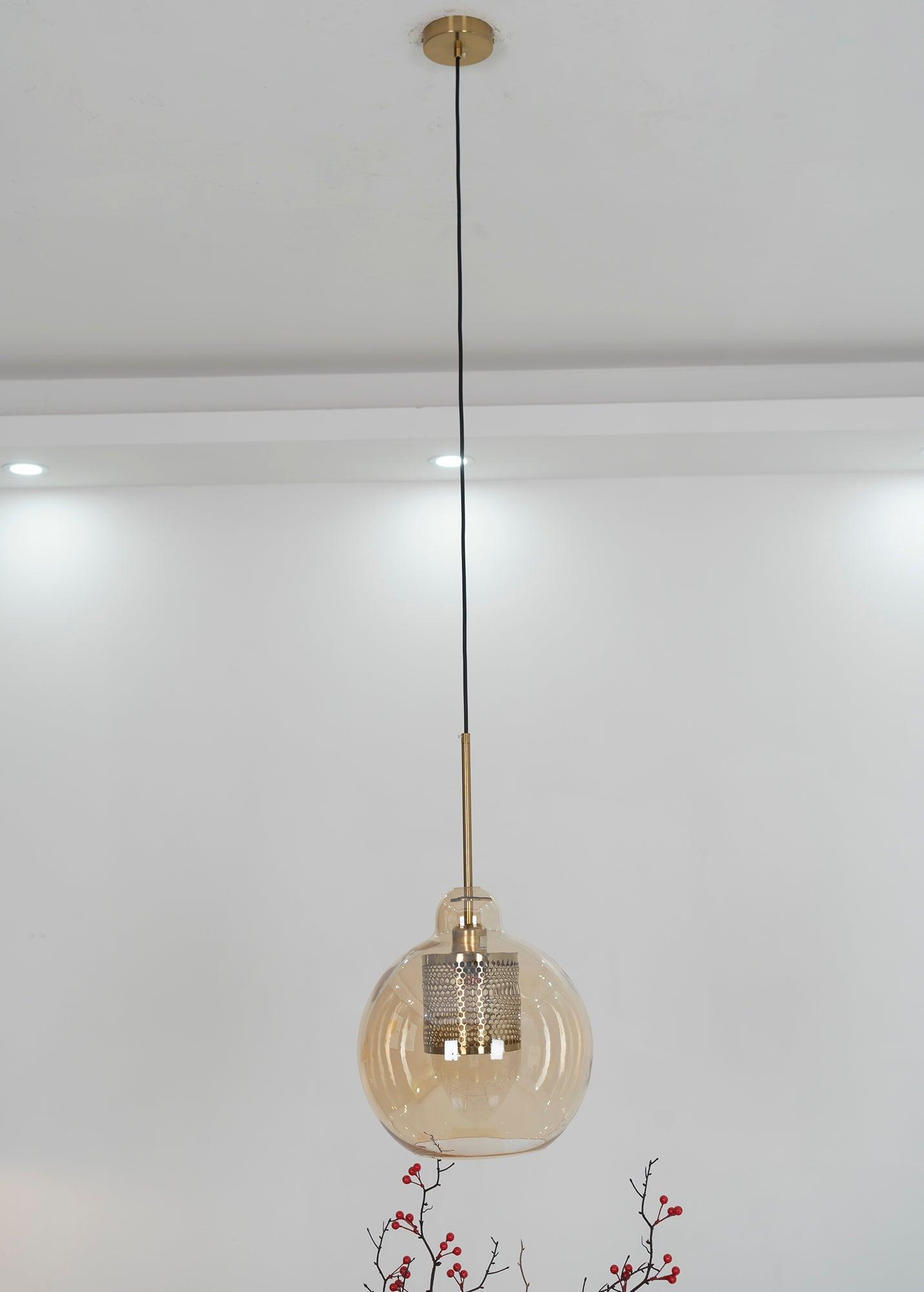 Pendant Light, Chiswick Glass, Copper Silver Black, E27 Cluster