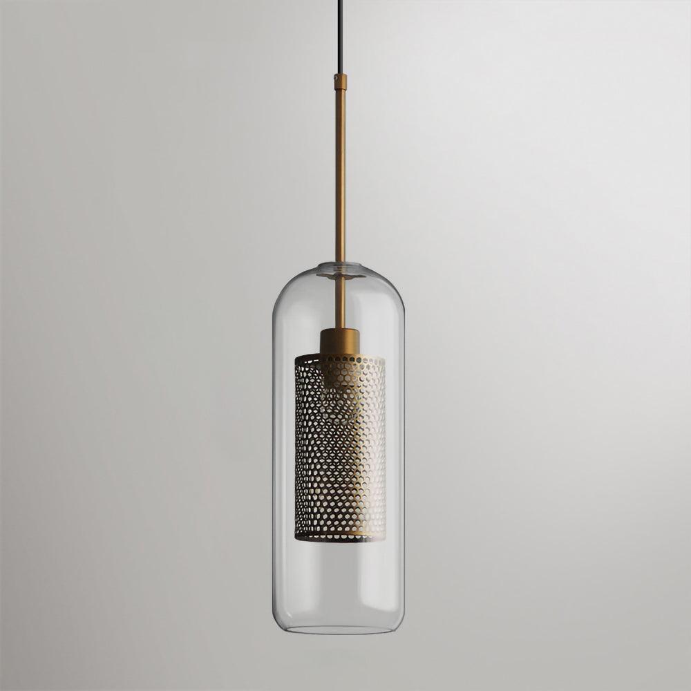 Capsule glass pendant light in copper finish with clear glass shade
