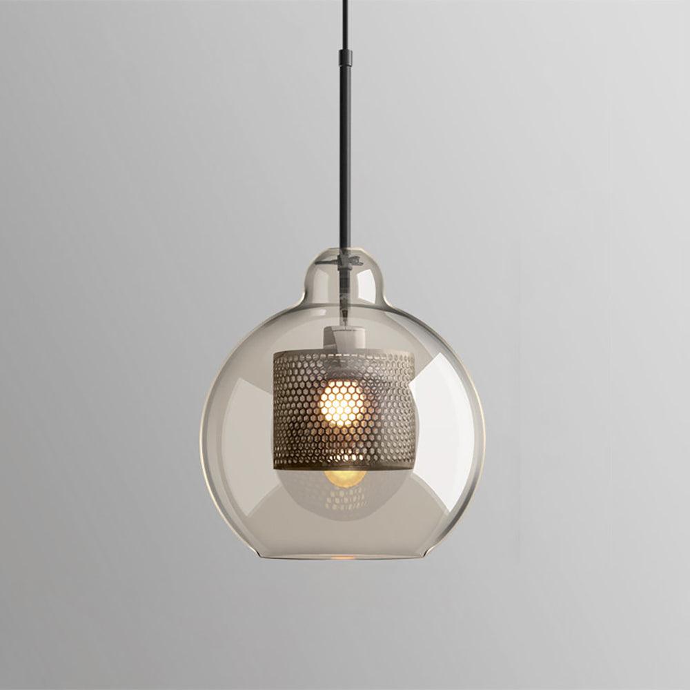 Pear glass pendant light in black finish with clear glass shade