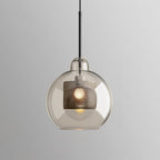 Pear glass pendant light in black finish with clear glass shade