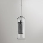 Pendant Light, Chiswick Glass, Copper Silver Black, E27 Cluster
