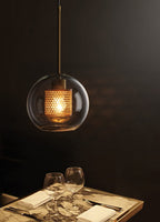 Pendant Light, Chiswick Glass, Copper Silver Black, E27 Cluster