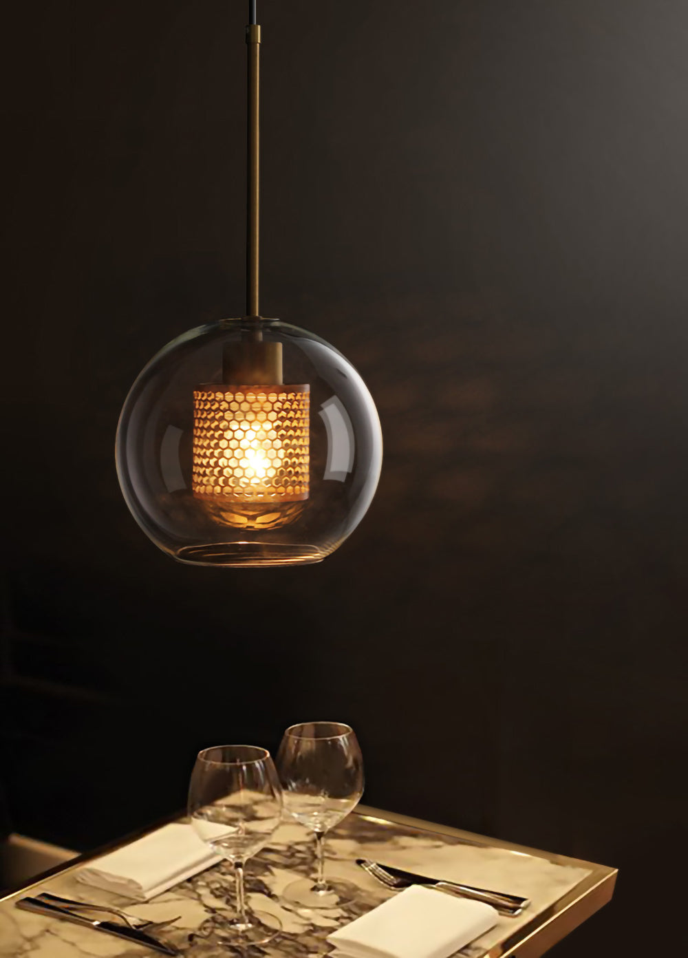 Pendant Light, Chiswick Glass, Copper Silver Black, E27 Cluster