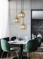 Pendant Light, Chiswick Glass, Copper Silver Black, E27 Cluster