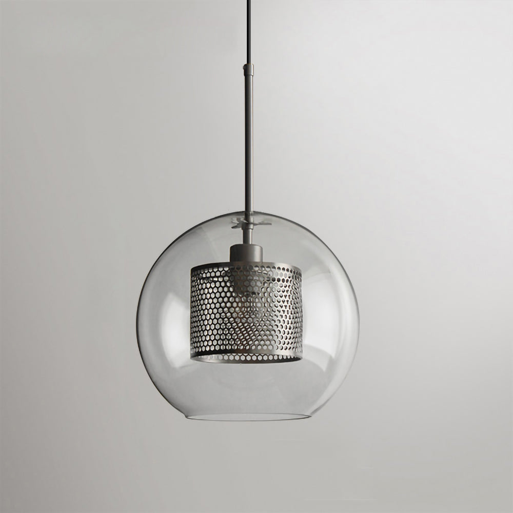 Pendant Light, Chiswick Glass, Copper Silver Black, E27 Cluster