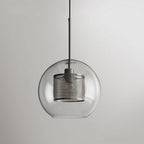 Pendant Light, Chiswick Glass, Copper Silver Black, E27 Cluster