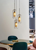 Pendant Light, Chiswick Glass, Copper Silver Black, E27 Cluster