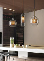 Pendant Light, Chiswick Glass, Copper Silver Black, E27 Cluster