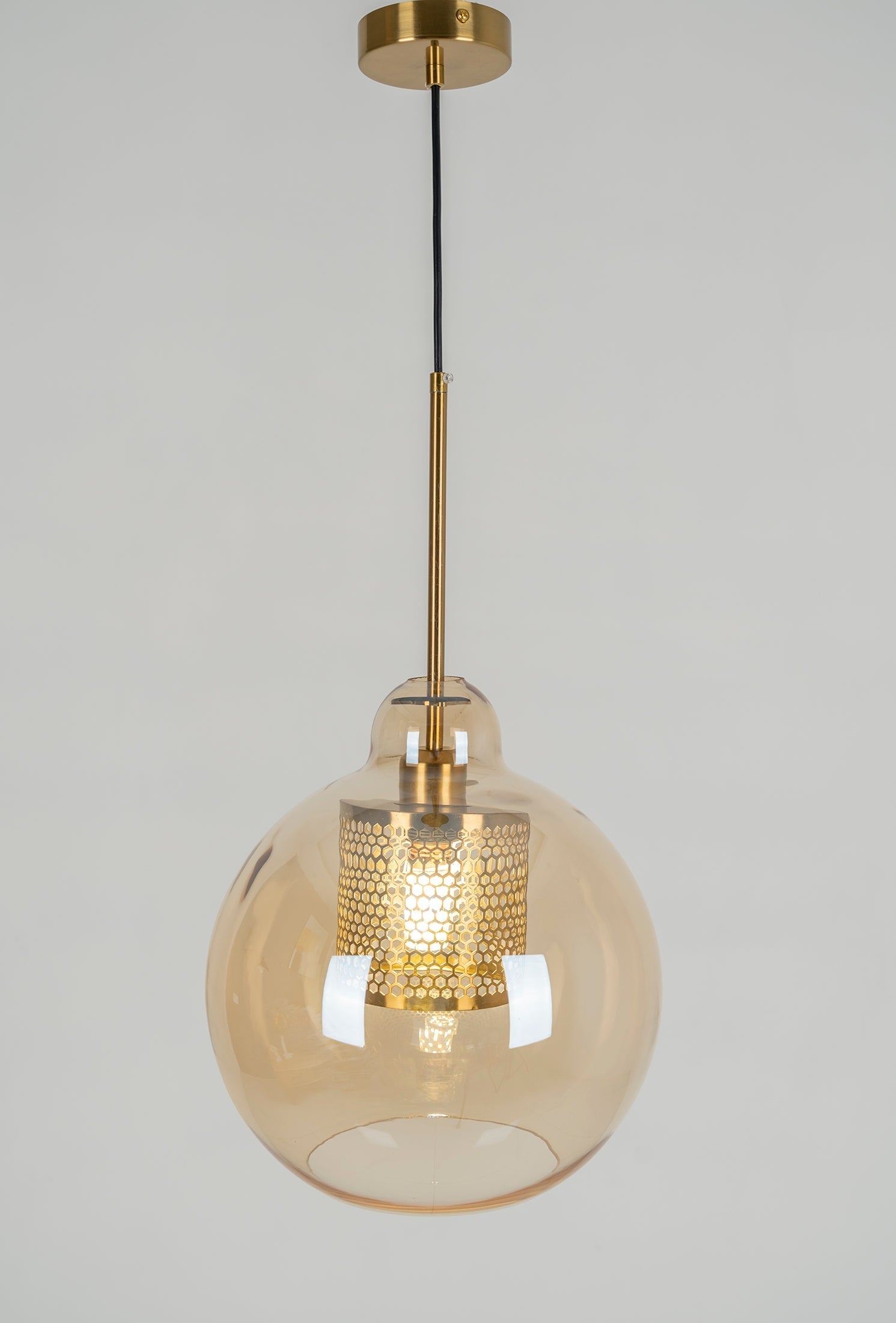 Pendant Light, Chiswick Glass, Copper Silver Black, E27 Cluster