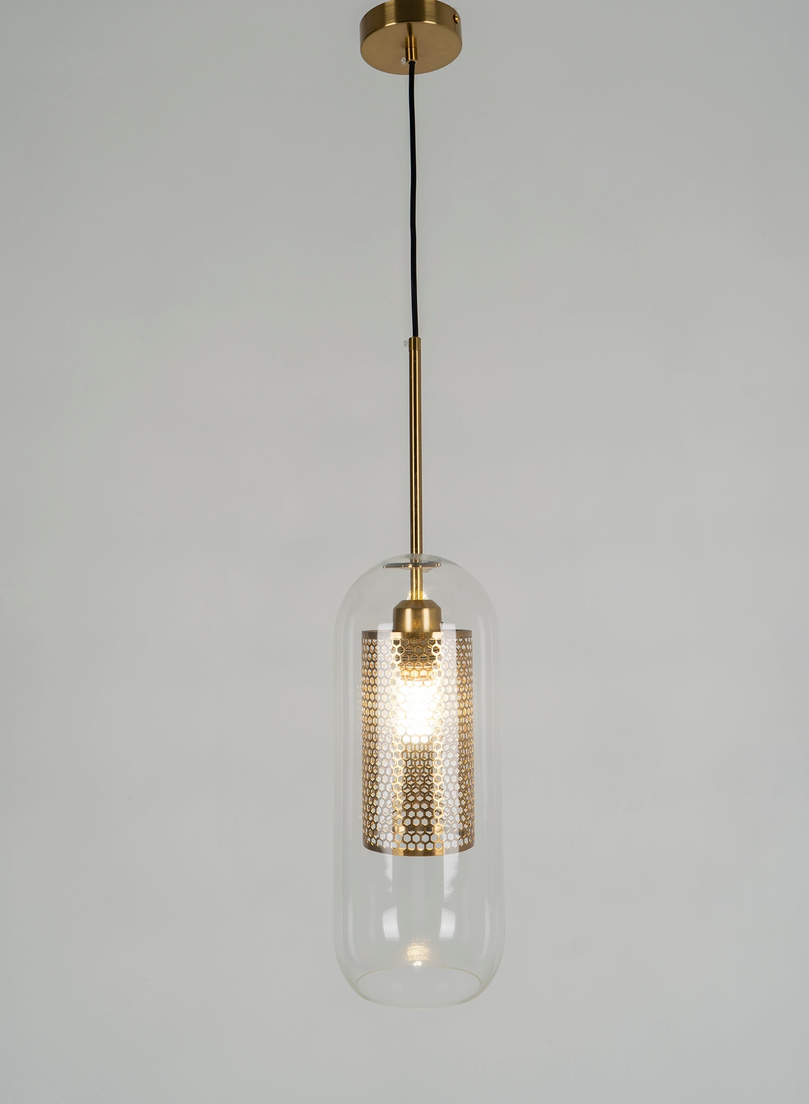 Pendant Light, Chiswick Glass, Copper Silver Black, E27 Cluster