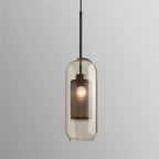 Pendant Light, Chiswick Glass, Copper Silver Black, E27 Cluster