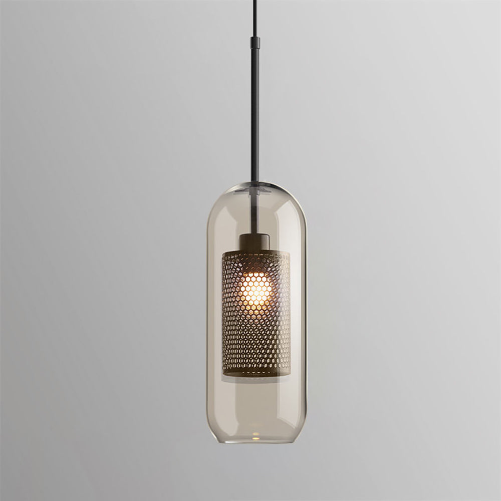 Pendant Light, Chiswick Glass, Copper Silver Black, E27 Cluster