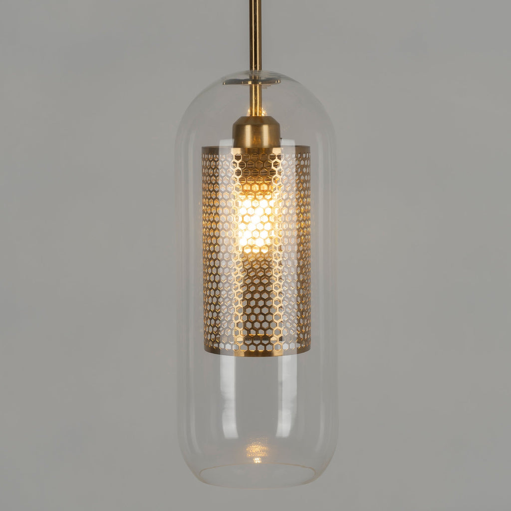 Pendant Light, Chiswick Glass, Copper Silver Black, E27 Cluster
