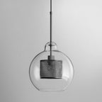 Pendant Light, Chiswick Glass, Copper Silver Black, E27 Cluster