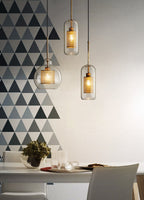 Pendant Light, Chiswick Glass, Copper Silver Black, E27 Cluster