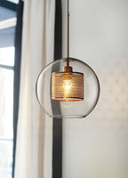Pendant Light, Chiswick Glass, Copper Silver Black, E27 Cluster