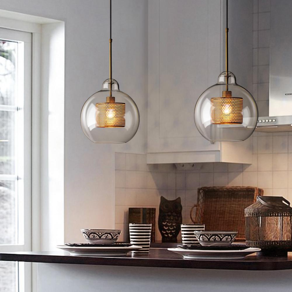 Pendant Light, Chiswick Glass, Copper Silver Black, E27 Cluster