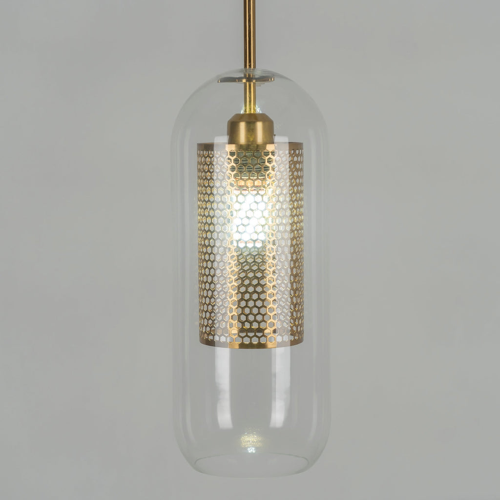 Pendant Light, Chiswick Glass, Copper Silver Black, E27 Cluster