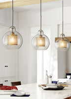 Pendant Light, Chiswick Glass, Copper Silver Black, E27 Cluster